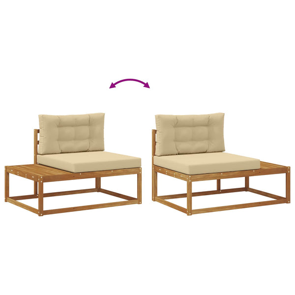 vidaXL Outdoor Sofa Set with Cushions 2 Pieces Natural and Beige