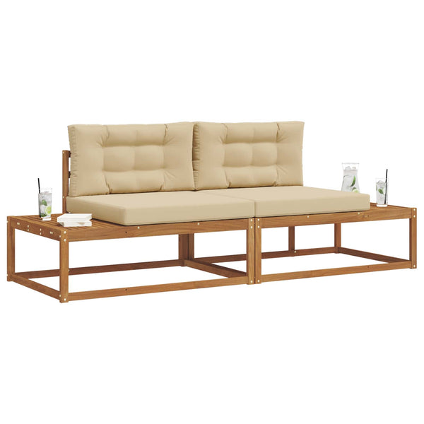 vidaXL Outdoor Sofa Set with Cushions 2 Pieces Natural and Beige