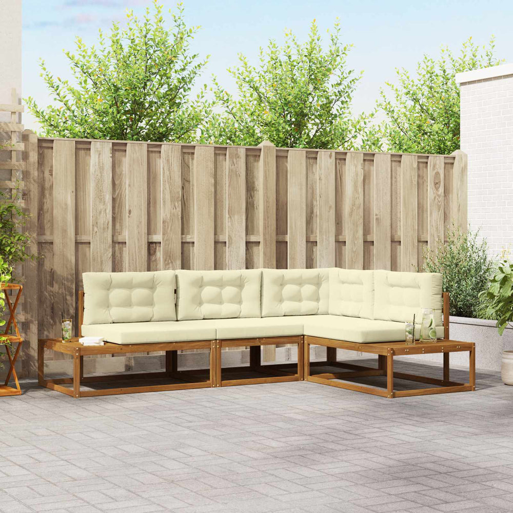 vidaXL Outdoor Sofa Set 4 Pieces Natural and Cream
