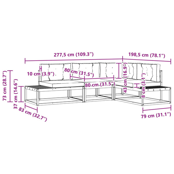 vidaXL Outdoor Sofa Set 4 Pieces Natural and Cream