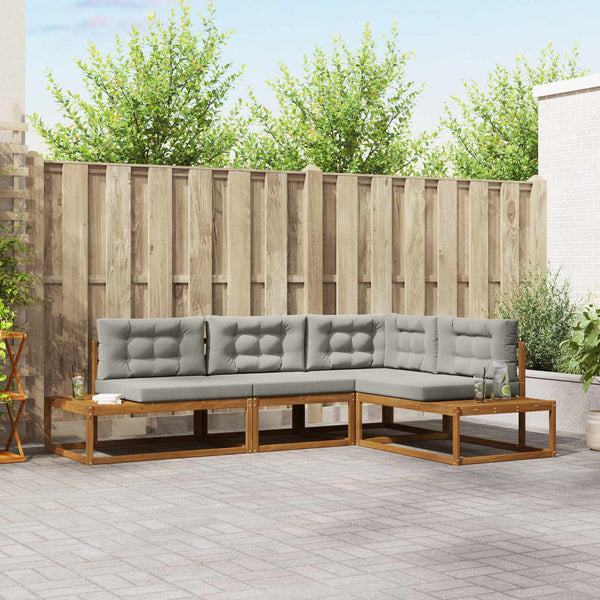 vidaXL Outdoor Sofa Set 4 Pieces Natural and Light Grey