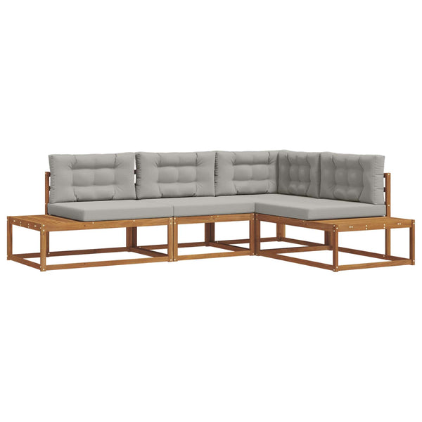 vidaXL Outdoor Sofa Set 4 Pieces Natural and Light Grey