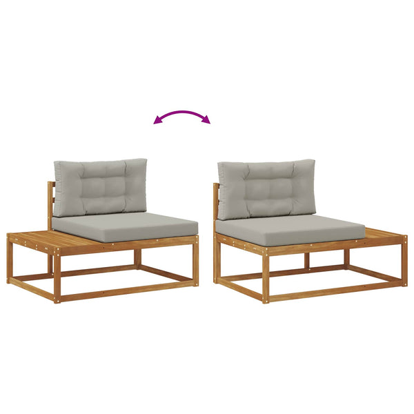 vidaXL Outdoor Sofa Set 4 Pieces Natural and Light Grey