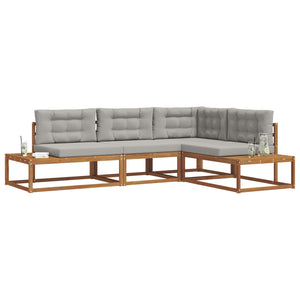 vidaXL Outdoor Sofa Set 4 Pieces Natural and Light Grey