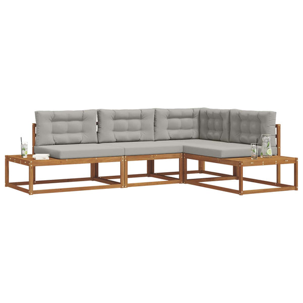 vidaXL Outdoor Sofa Set 4 Pieces Natural and Light Grey
