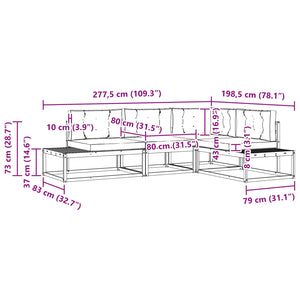 vidaXL Outdoor Sofa Set 4 Pieces Natural and Light Grey