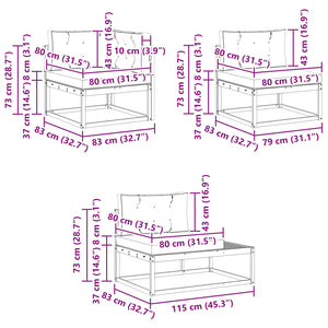 vidaXL Outdoor Sofa Set 4 Pieces Natural and Light Grey