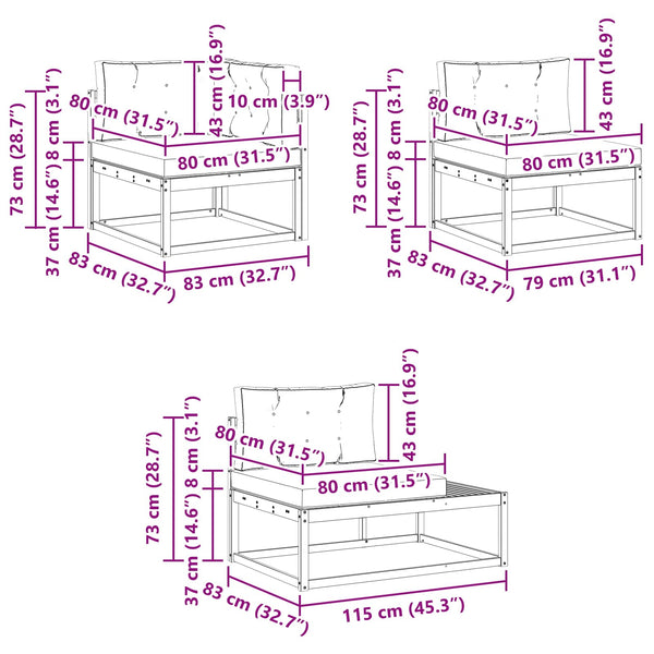 vidaXL Outdoor Sofa Set 4 Pieces Natural and Light Grey