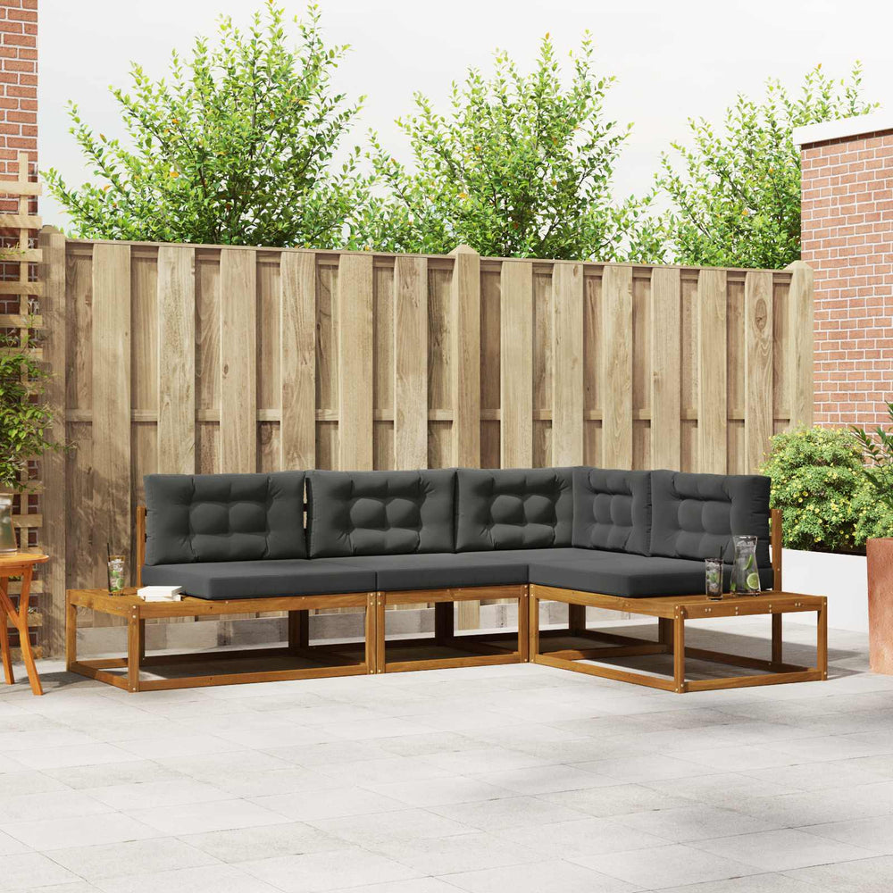 vidaXL Outdoor Sofa Set 4 Pieces Natural and Anthracite