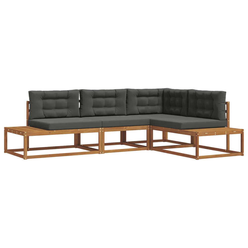 vidaXL Outdoor Sofa Set 4 Pieces Natural and Anthracite