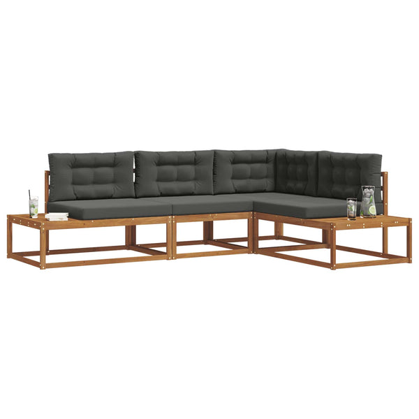 vidaXL Outdoor Sofa Set 4 Pieces Natural and Anthracite