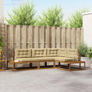 vidaXL Outdoor Sofa Set 4 Pieces Natural and Beige