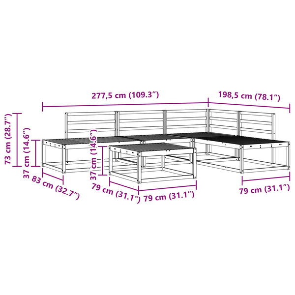 vidaXL 5 Piece Outdoor Sofa Set Solid Acacia Wood