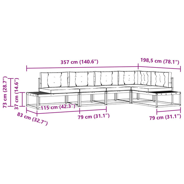 vidaXL Outdoor Sofa Set 6 Pieces Natural and Cream