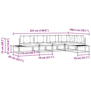 vidaXL 6-Piece Outdoor Sofa Set Natural and Light Grey