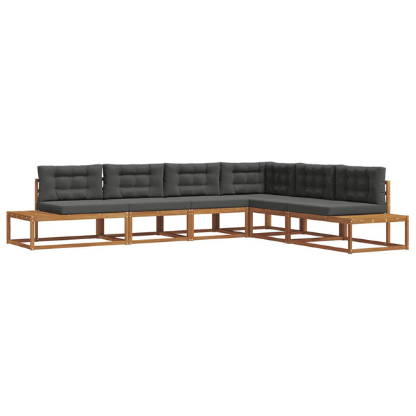 vidaXL Outdoor Sofa Set 6 Pieces Natural and Anthracite