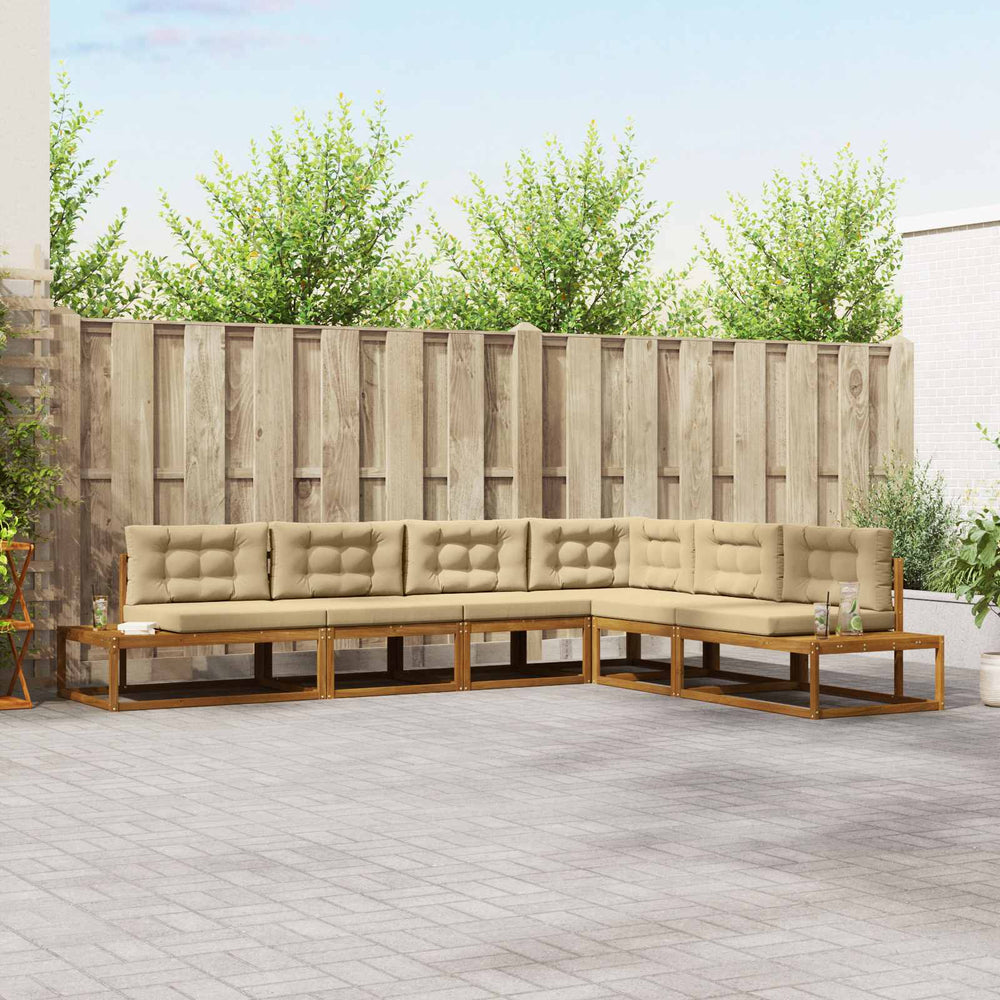 vidaXL Outdoor Sofa Set 6 Pieces Natural and Beige