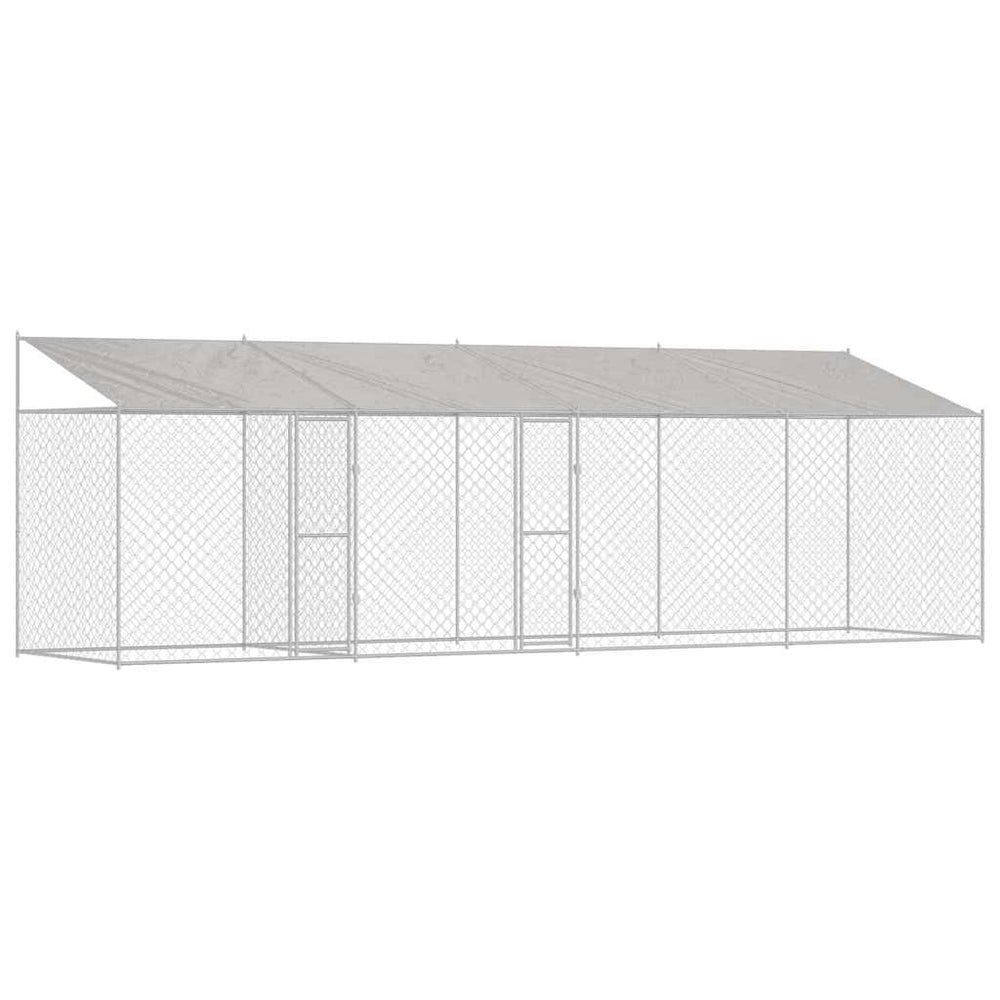 vidaXL Dog Kennel with Roof Silver 800 x 200 x 256 cm Steel and PE