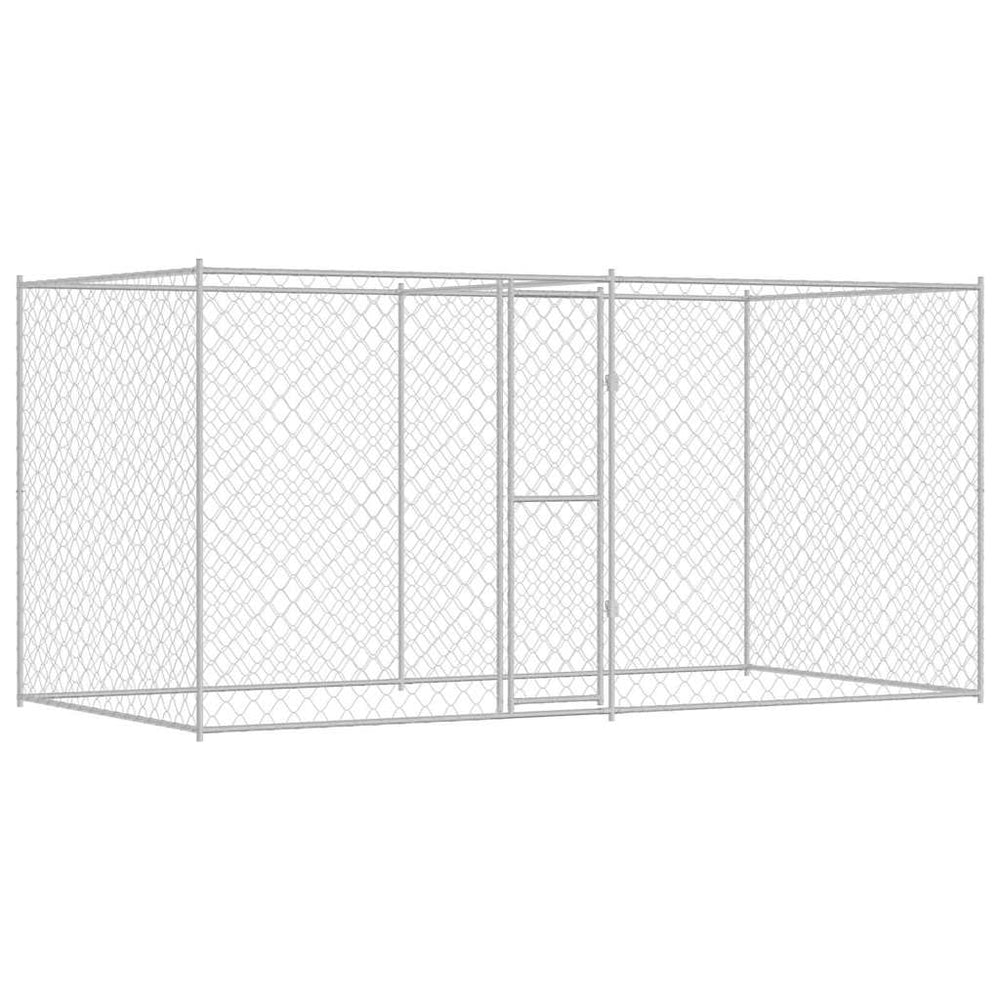 vidaXL Dog Kennel Silver 400 x 200 x 200 cm Galvanized Steel