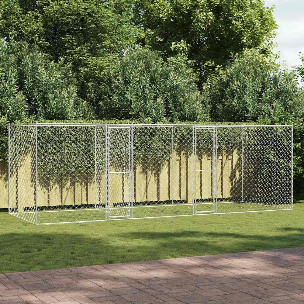 vidaXL Dog Kennel Silver 600 x 200 x 200 cm Galvanized Steel