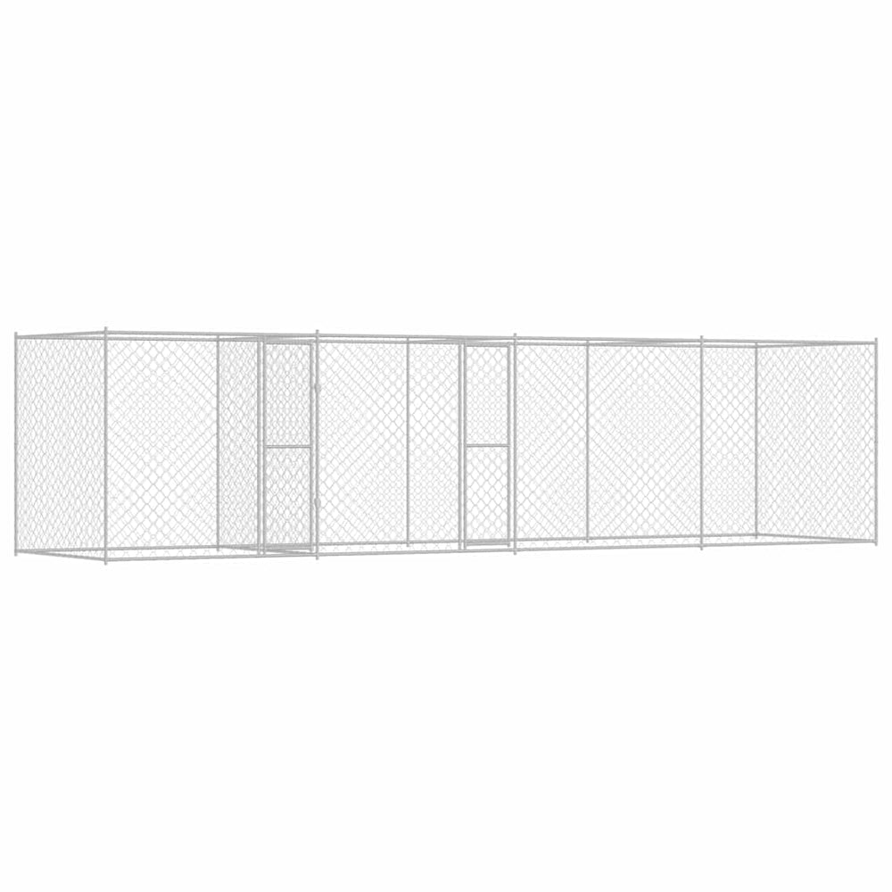 vidaXL Dog Kennel Silver 600 x 200 x 200 cm Galvanized Steel