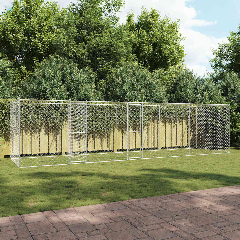 vidaXL Dog Kennel Silver 800 x 200 x 200 cm Galvanized Steel