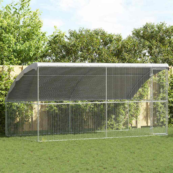 vidaXL Chicken Coop 2 pcs Silver 400 x 200 x 200 cm Galvanized Steel