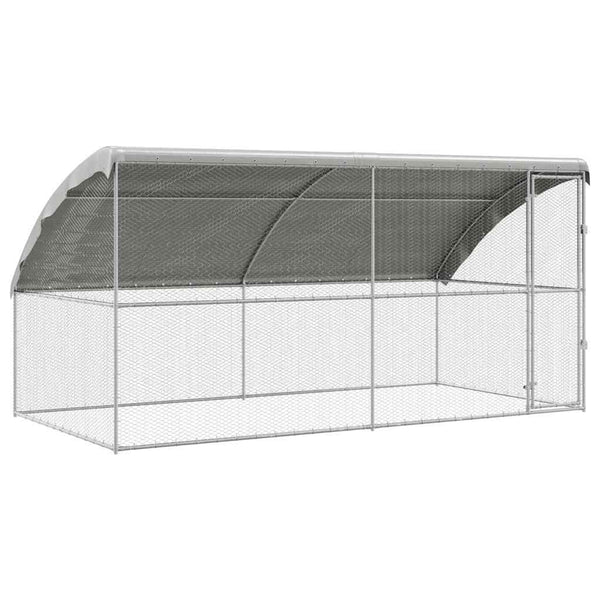 vidaXL Chicken Coop 2 pcs Silver 400 x 200 x 200 cm Galvanized Steel