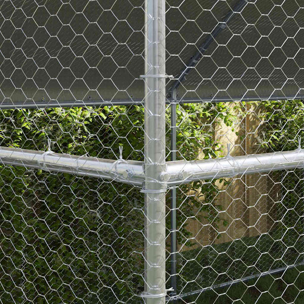 vidaXL Chicken Coop 3 pcs Silver 600 x 200 x 200 cm Galvanized Steel