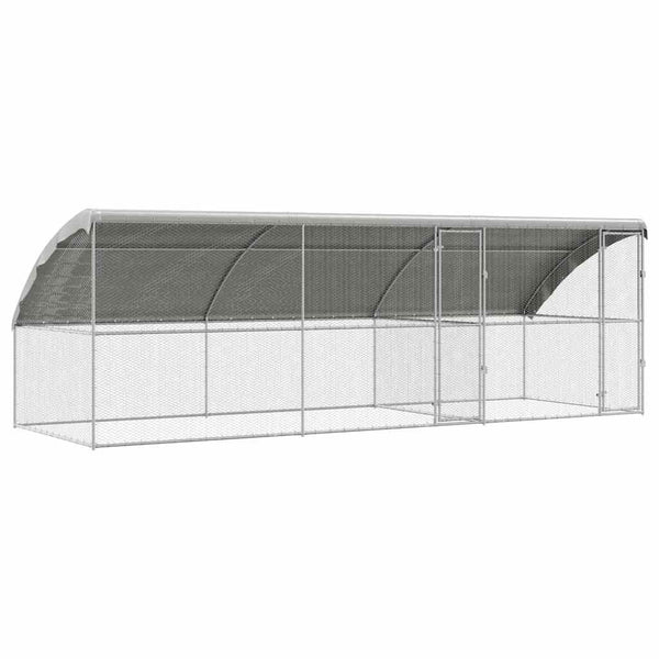 vidaXL Chicken Coop 3 pcs Silver 600 x 200 x 200 cm Galvanized Steel
