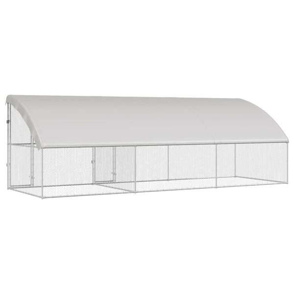 vidaXL Chicken Coop 3 pcs Silver 600 x 200 x 200 cm Galvanized Steel