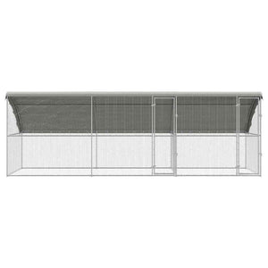 vidaXL Chicken Coop 3 pcs Silver 600 x 200 x 200 cm Galvanized Steel