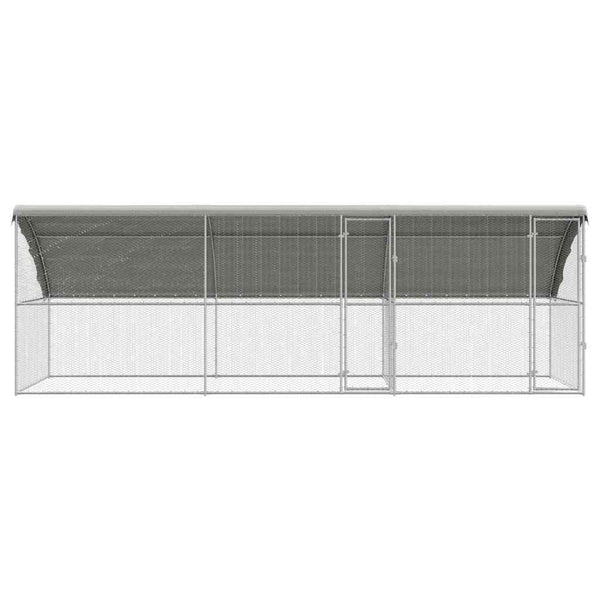 vidaXL Chicken Coop 3 pcs Silver 600 x 200 x 200 cm Galvanized Steel