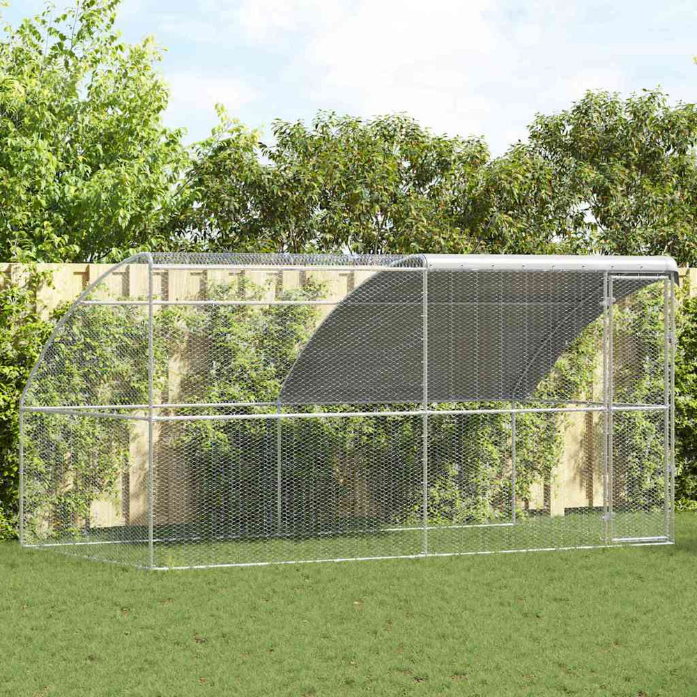 vidaXL Chicken Coop 2 pcs Silver 400 x 200 x 200 cm Steel and PE
