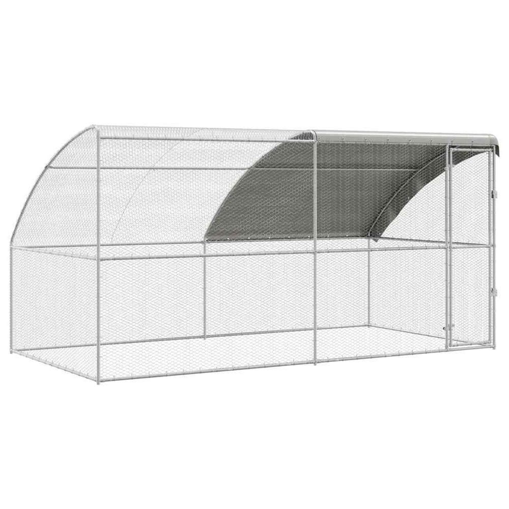 vidaXL Chicken Coop 2 pcs Silver 400 x 200 x 200 cm Steel and PE