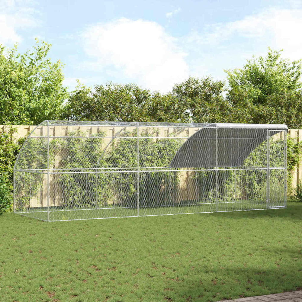vidaXL Chicken Coop 3 pcs Silver 600 x 200 x 200 cm Steel and PE