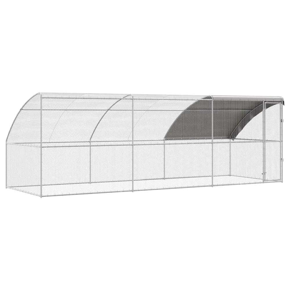 vidaXL Chicken Coop 3 pcs Silver 600 x 200 x 200 cm Steel and PE