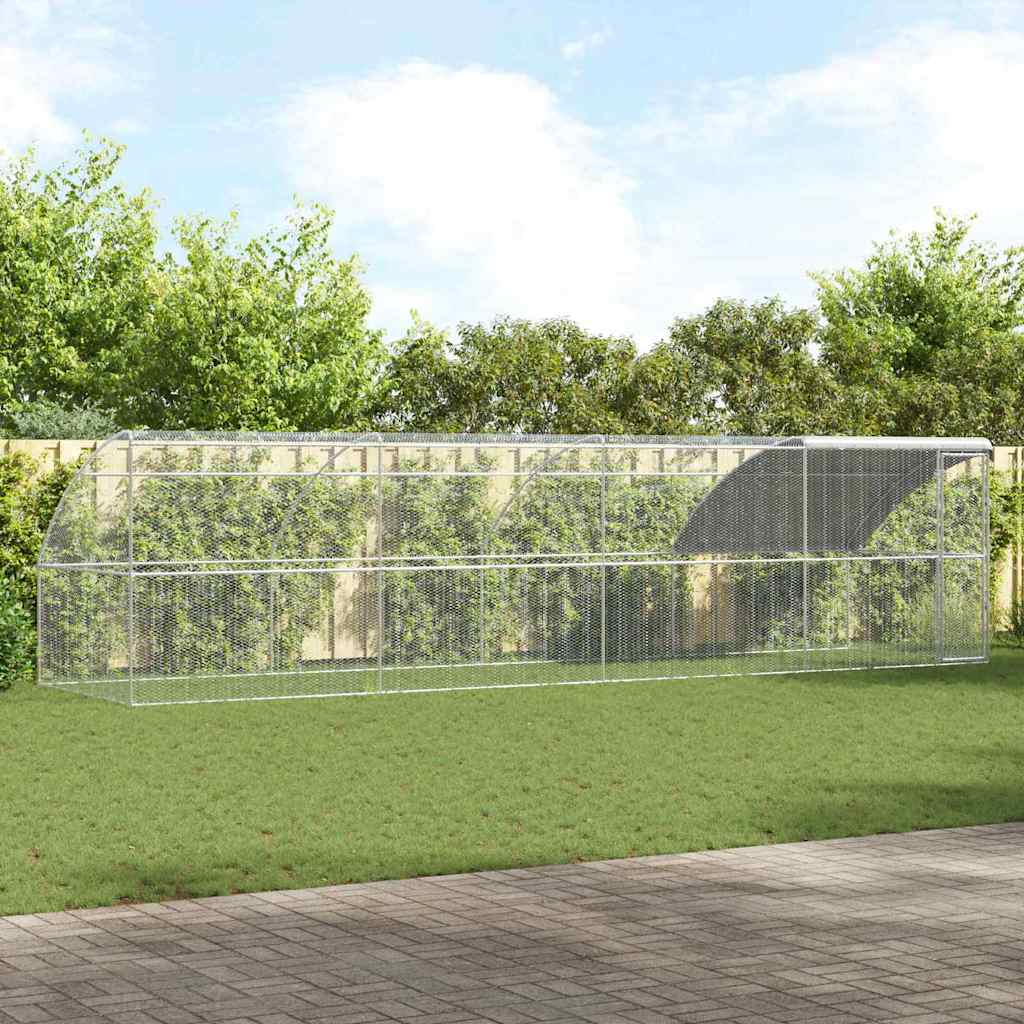 vidaXL Chicken Coop 4 pcs Silver 800 x 200 x 200 cm Steel and PE