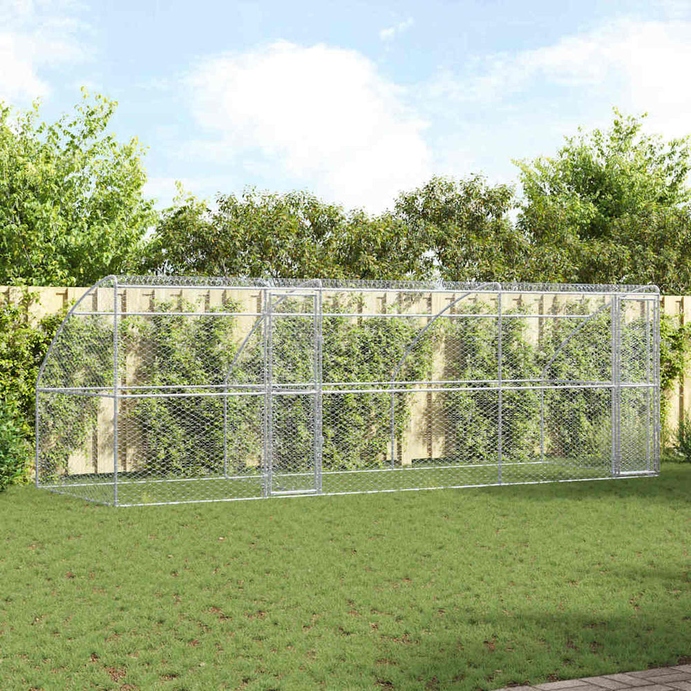 vidaXL Dog Kennel 3 pcs Silver 6 x 2 x 2 m Galvanized Steel
