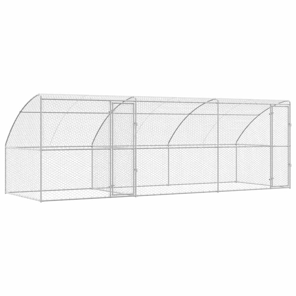 vidaXL Dog Kennel 3 pcs Silver 6 x 2 x 2 m Galvanized Steel