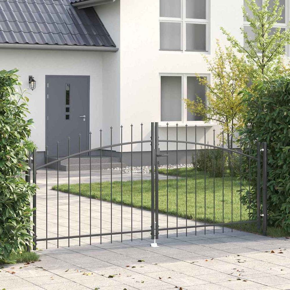 vidaXL Double Gate with Lock Woerden Gray 299.5 x 149.5 cm Steel