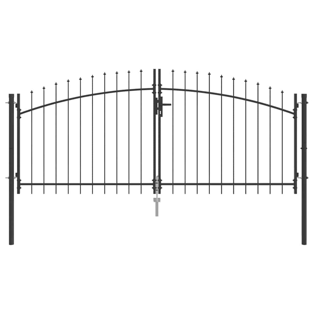 vidaXL Double Gate with Lock Woerden Gray 299.5 x 149.5 cm Steel
