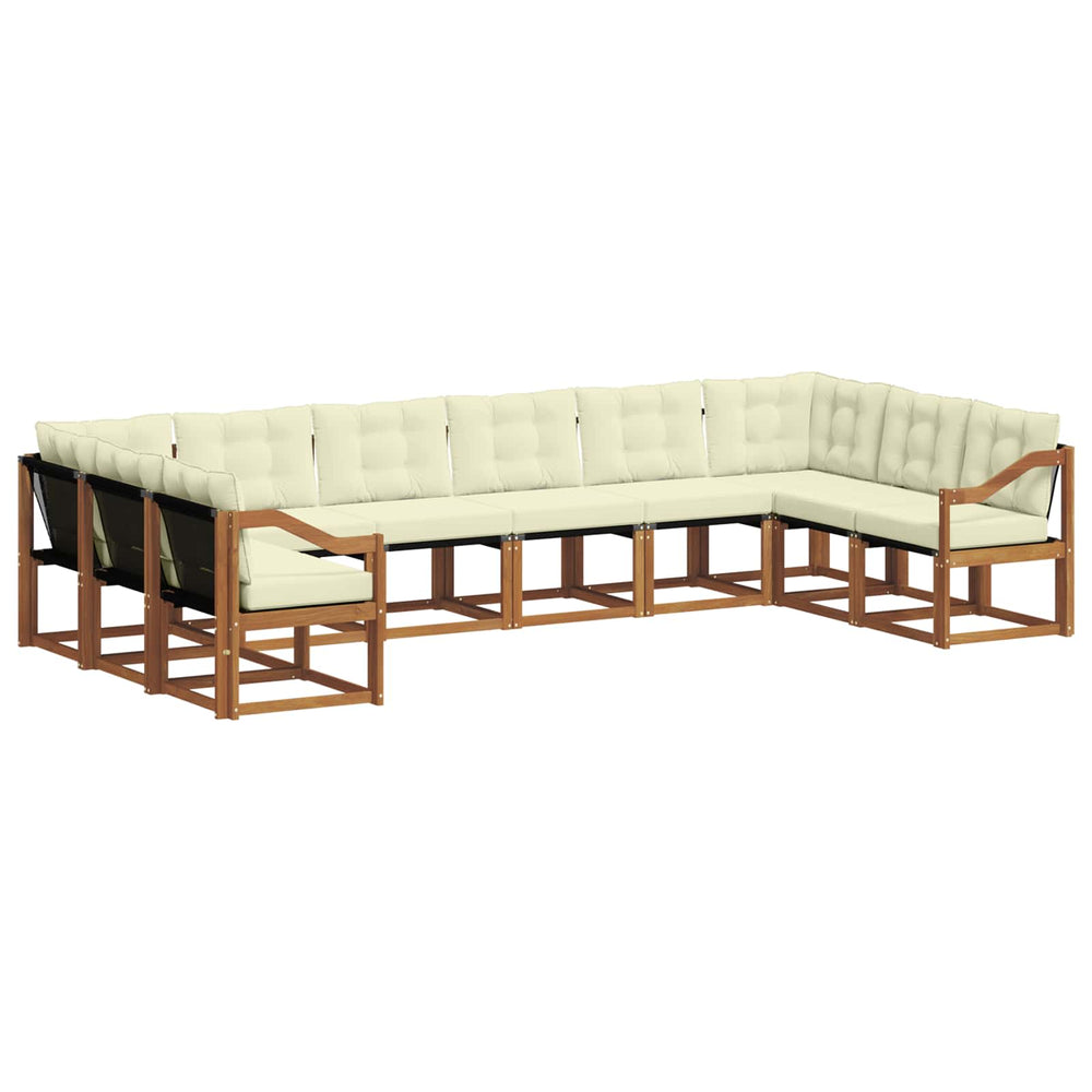 vidaXL Outdoor Sofa Set with Cushions 10 pcs Natural and Cream