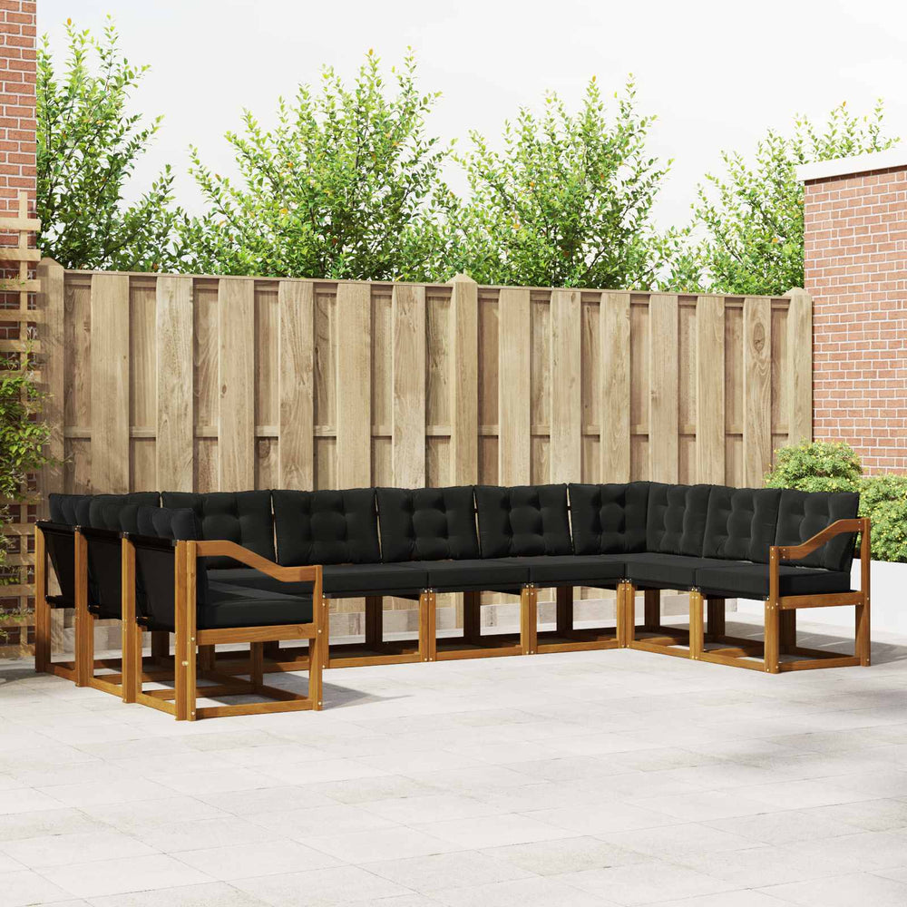 vidaXL 10-Piece Outdoor Sofa Set with Cushions Natural and Black
