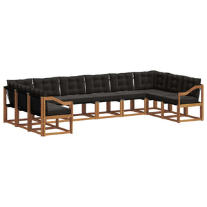 vidaXL 10-Piece Outdoor Sofa Set with Cushions Natural and Black