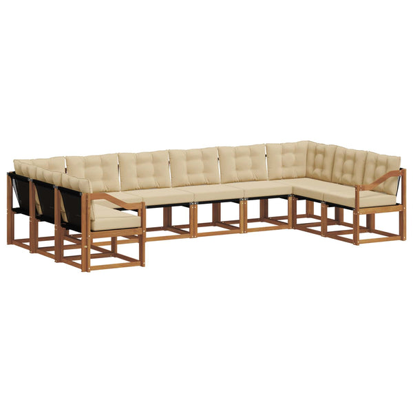 vidaXL 10-piece Outdoor Sofa Set with Cushions Natural and Beige