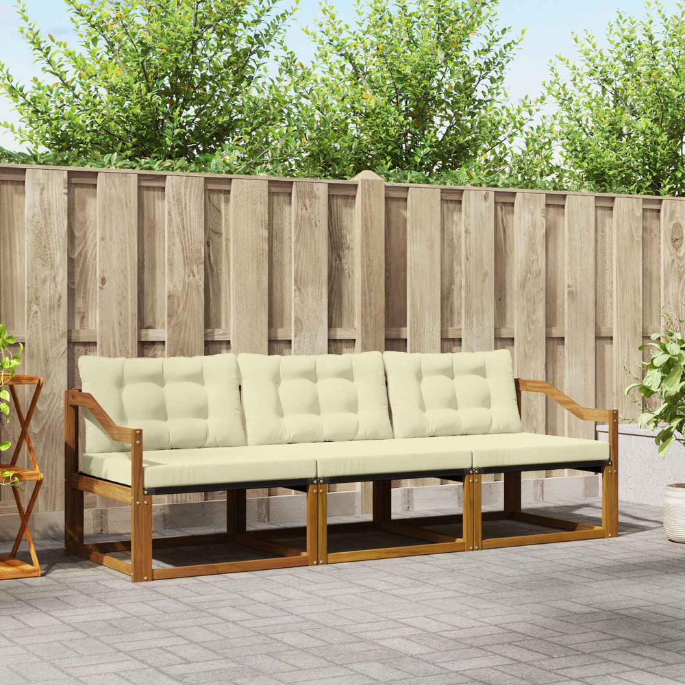 vidaXL Outdoor Sofa Set with Cushions 3 pcs Natural and Cream