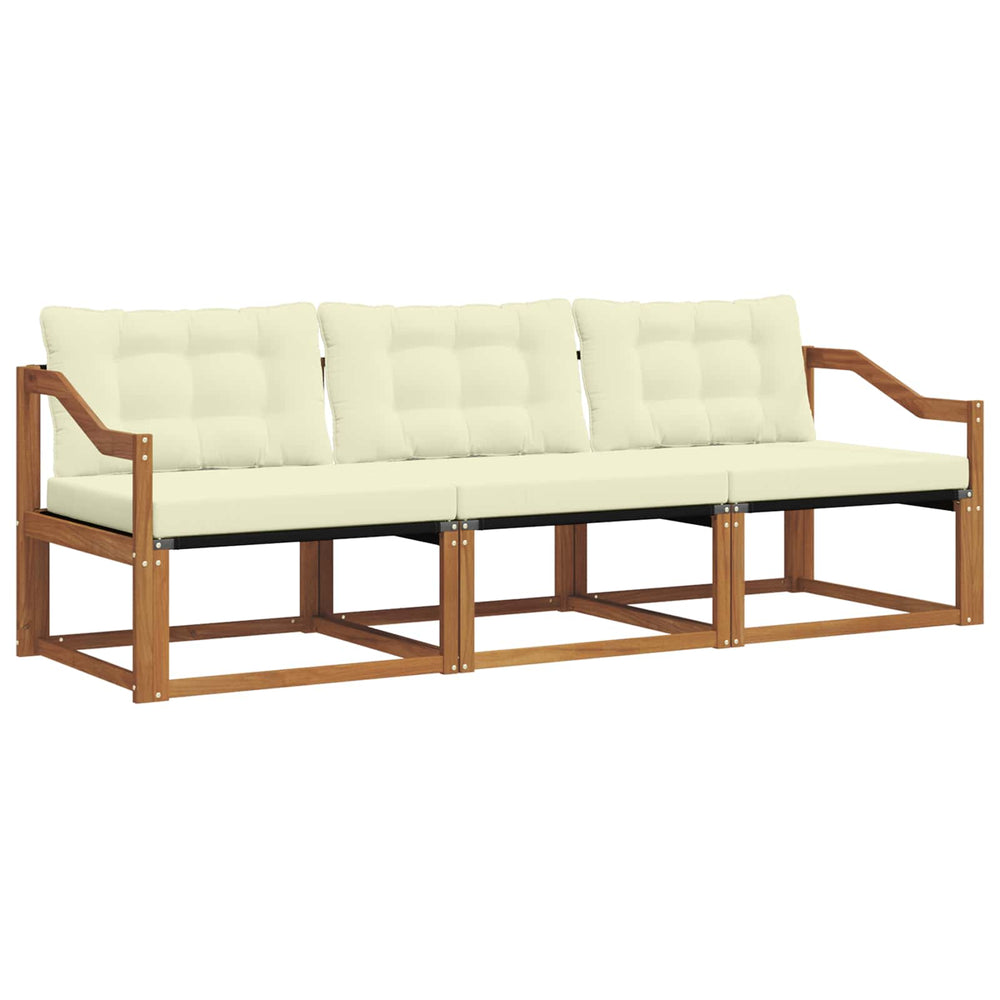 vidaXL Outdoor Sofa Set with Cushions 3 pcs Natural and Cream