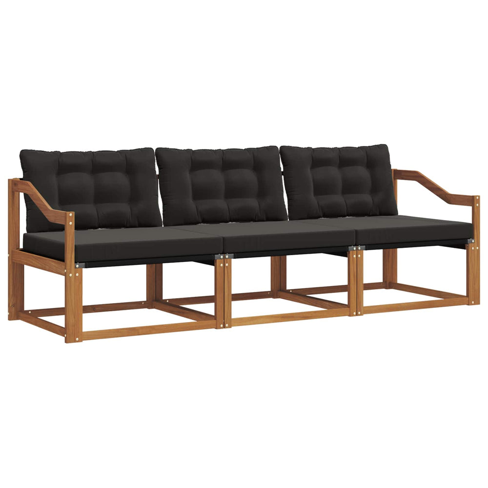 vidaXL 3-Piece Outdoor Sofa Set with Cushions Natural and Black