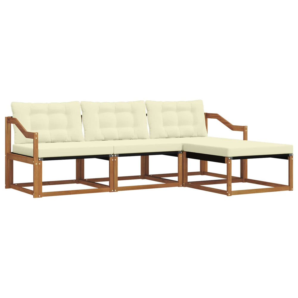 vidaXL Outdoor Sofa Set with Cushions 4 pcs Natural and Cream